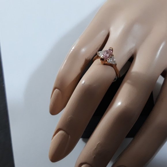 Promise Ring Pink Sapphire Cubic Zirconia October BirthStone 1ct - Picture 9 of 12